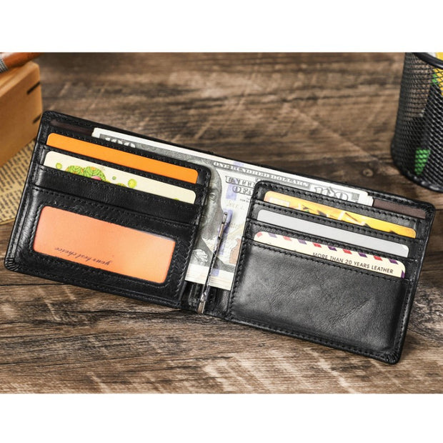 Multi Slot Leather Airtag Wallet - Black