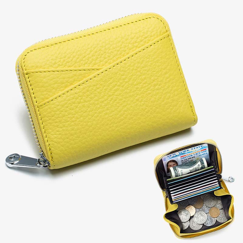 RFID Blocking Zip Around Wallet Small Card Holder Coin Purse Change Pouch