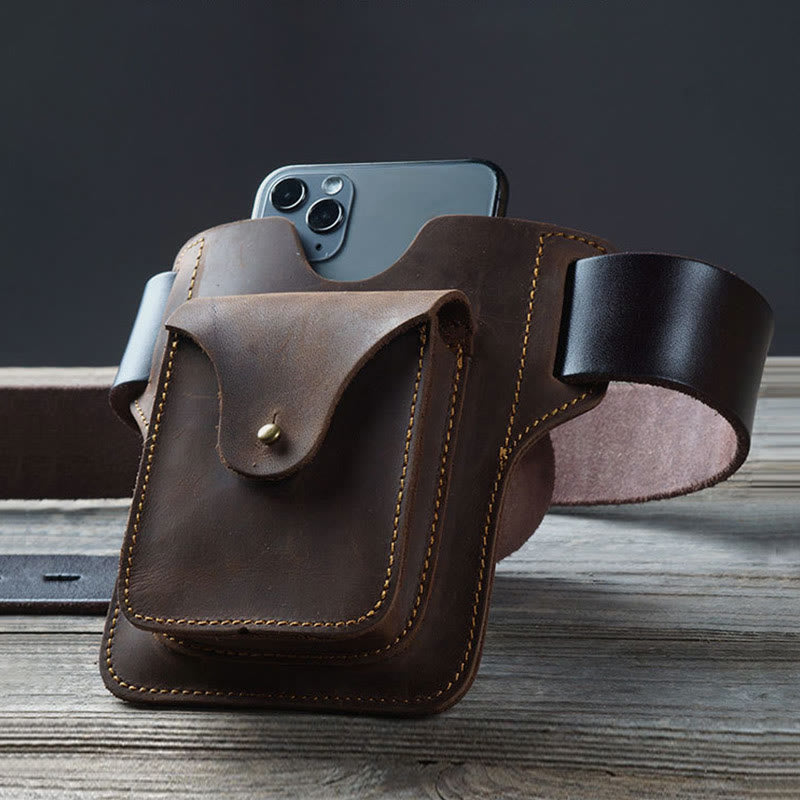 <Shipped within 24 hours> 7.2 Inch Leather Cell Phone Belt Bag