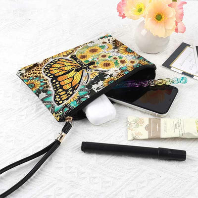 Butterfly and Sunflower Diamond Wristlet Clutch DIY Diamond Art Painting Purses