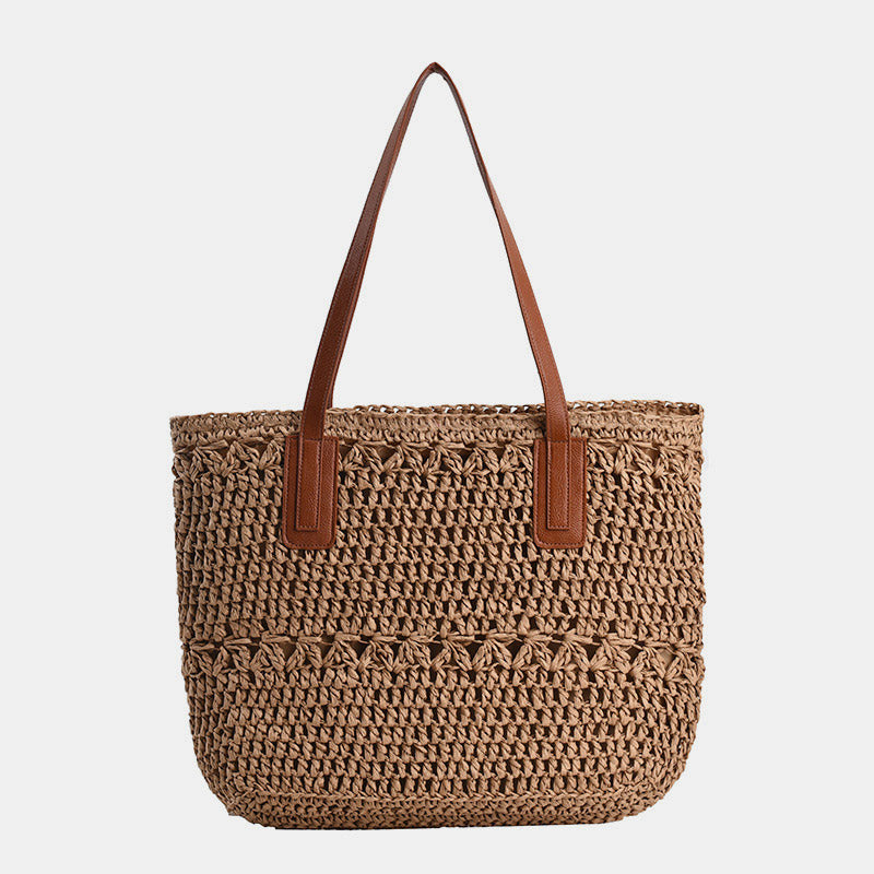 Lightweight Summer Beach Straw Woven Handbag Tote Sholder Bag