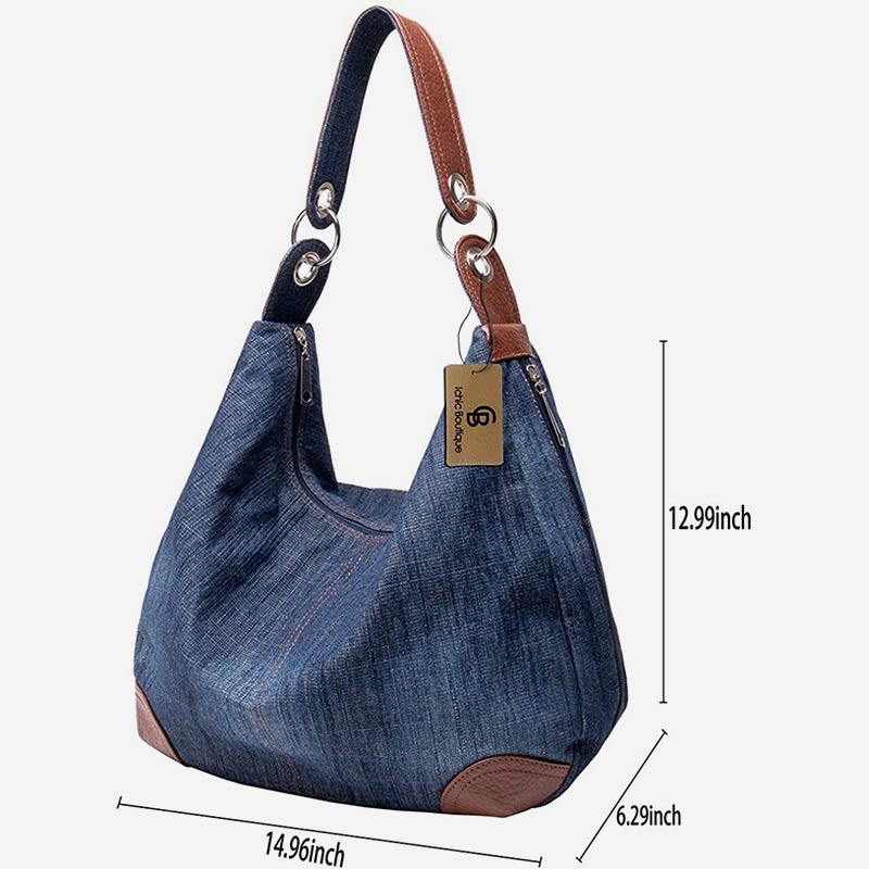 Multifunctional Classic Denim Tote Hobo Shoulder Crossbody Bag