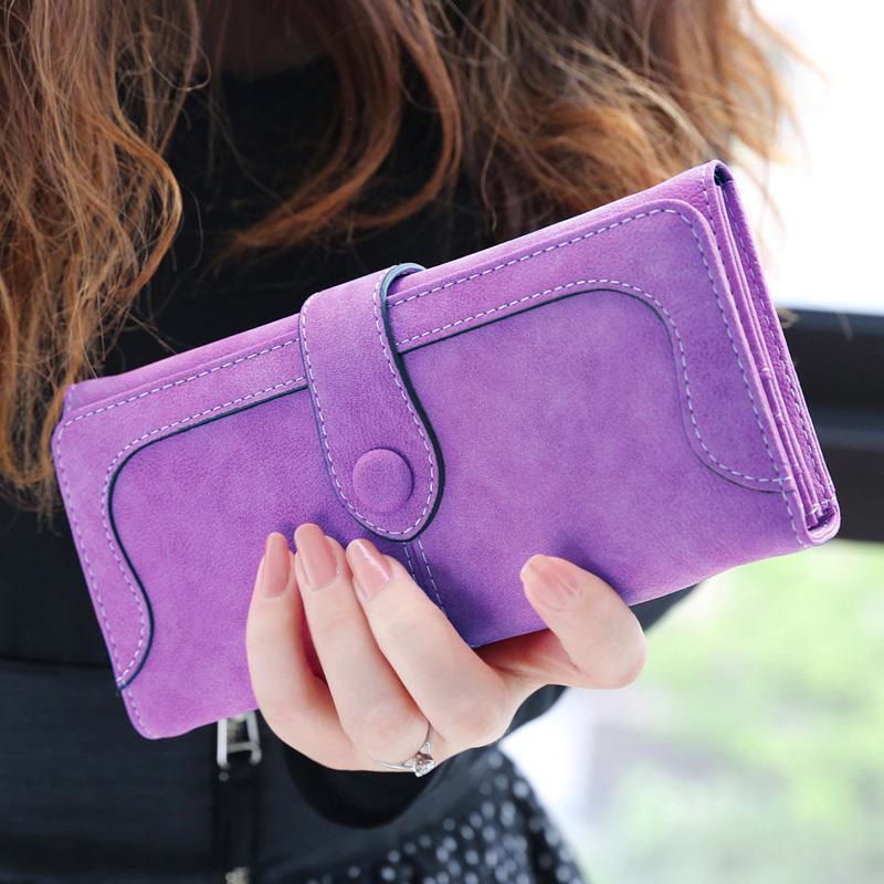 Long Wallet For Women Solid Color Multiple Slot Daily Purse