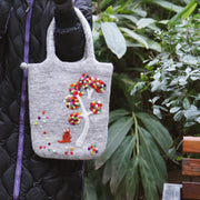 Colorful Dot Decor Tote Soft Wool Felt Handbag For Women