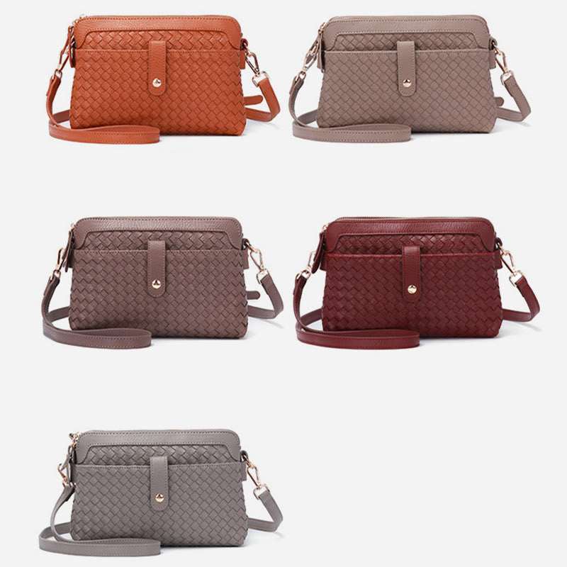 Multifunctional Underarm Handbag For Women Woven Leather Crossbody Bag