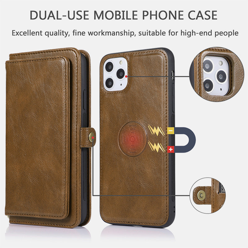 Multifunctional Leather Detachable Wallet Magnetic Phone Case for iPhone16/15/14/13