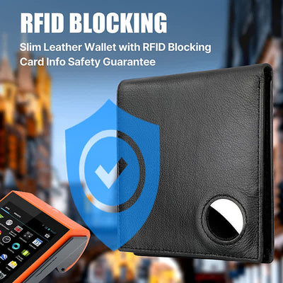 <Shipped within 24 hours> Real Leather Airtag Bifold Front Pocket Wallet