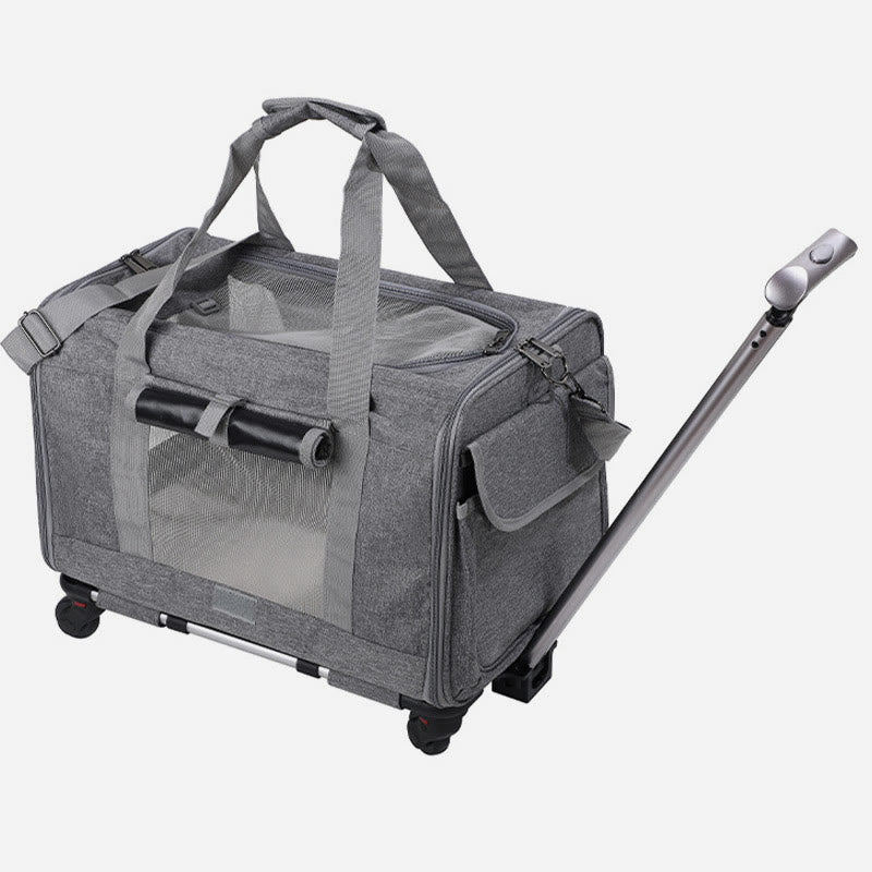 <Shipped within 24 hours> Rolling Pet Carrier Foldable Breathable Pull Rod Pet Bag