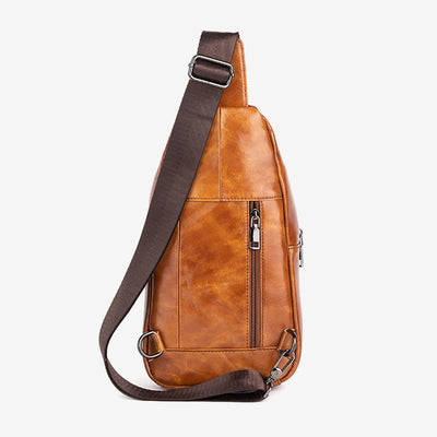 <Shipped within 24 hours> Genuine Leather Sling Backpack Shoulder Bag