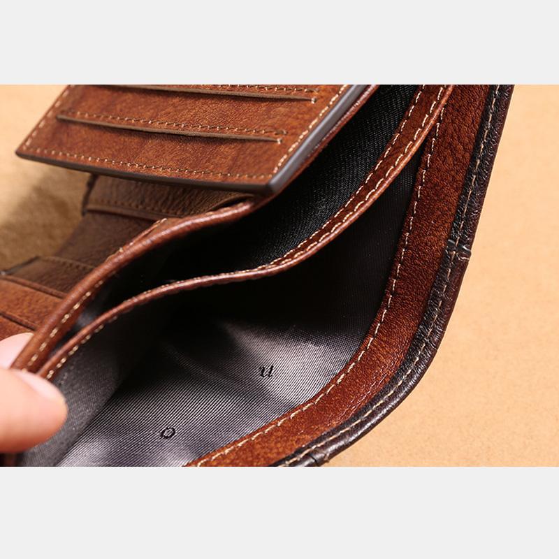 Genuine Leather RFID Multi-Card Bifold Wallet