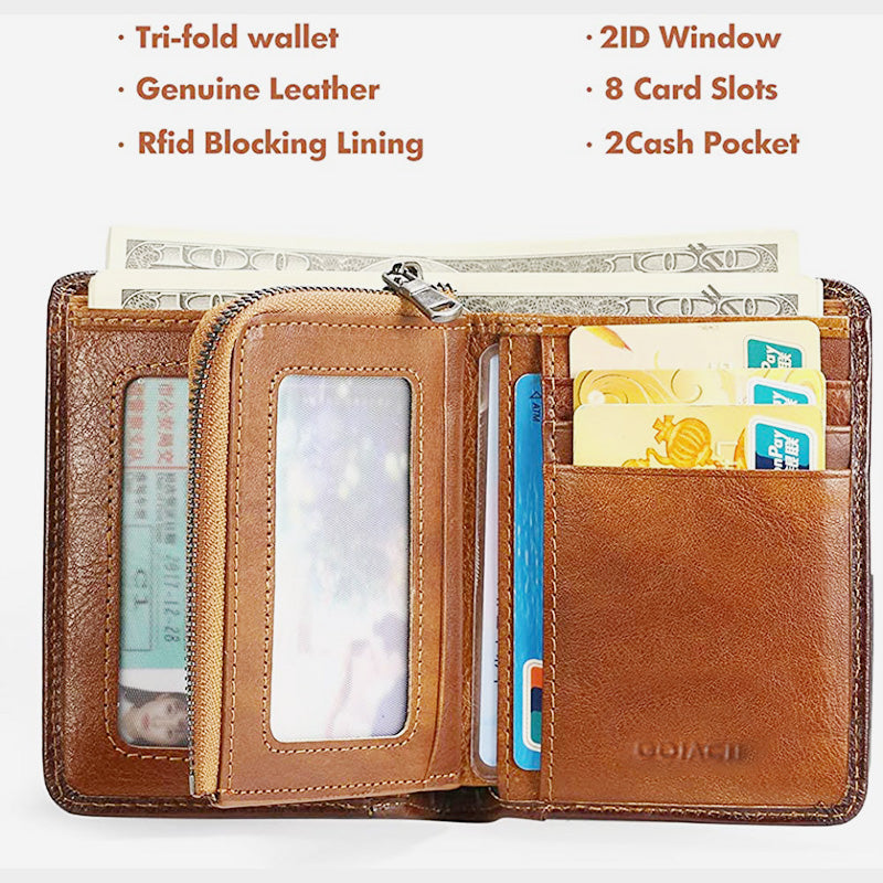 RFID Anti-Theft Leather Retro Wallet