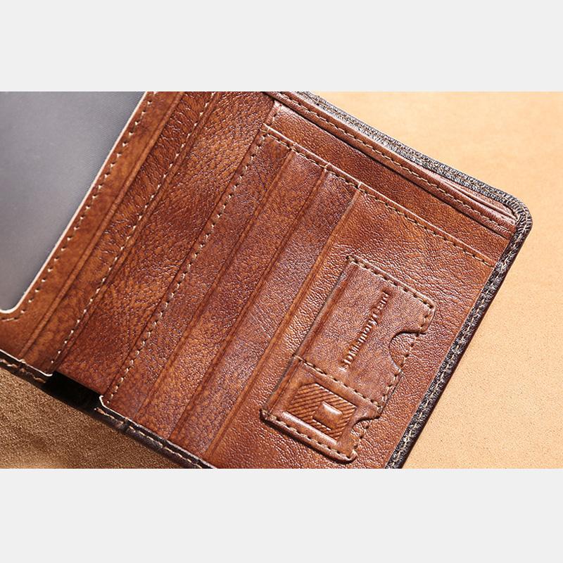 Genuine Leather RFID Multi-Card Bifold Wallet