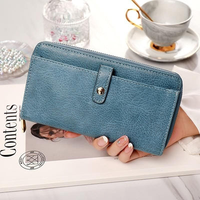 Womens Faux Leather Zip Around Wallet Clutch Credit Card Holder Purses