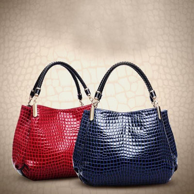 Minimalist Women Top-Handle Bag Crocodile Pattern Vegan Leather Bag