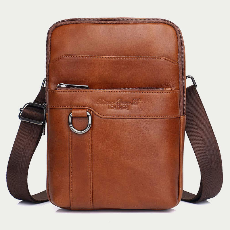 Messenger Bag For Men Three Styles Pockets Leather Crossbody Bag