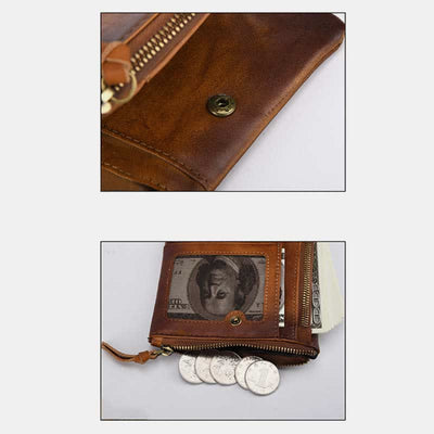 Retro Men's Brush Off Cowhide Leather Wallet Coin Purse Card Holder