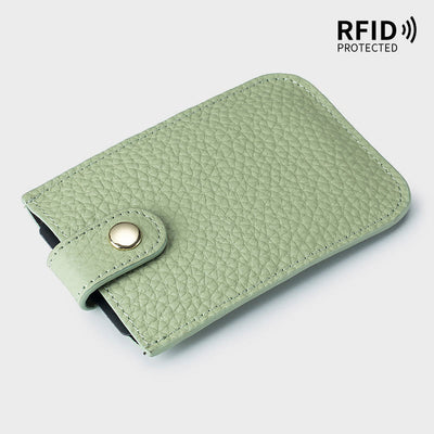 Pull-Out Card Hodler RFID Blocking Genuine Leather Short Purse Wallet