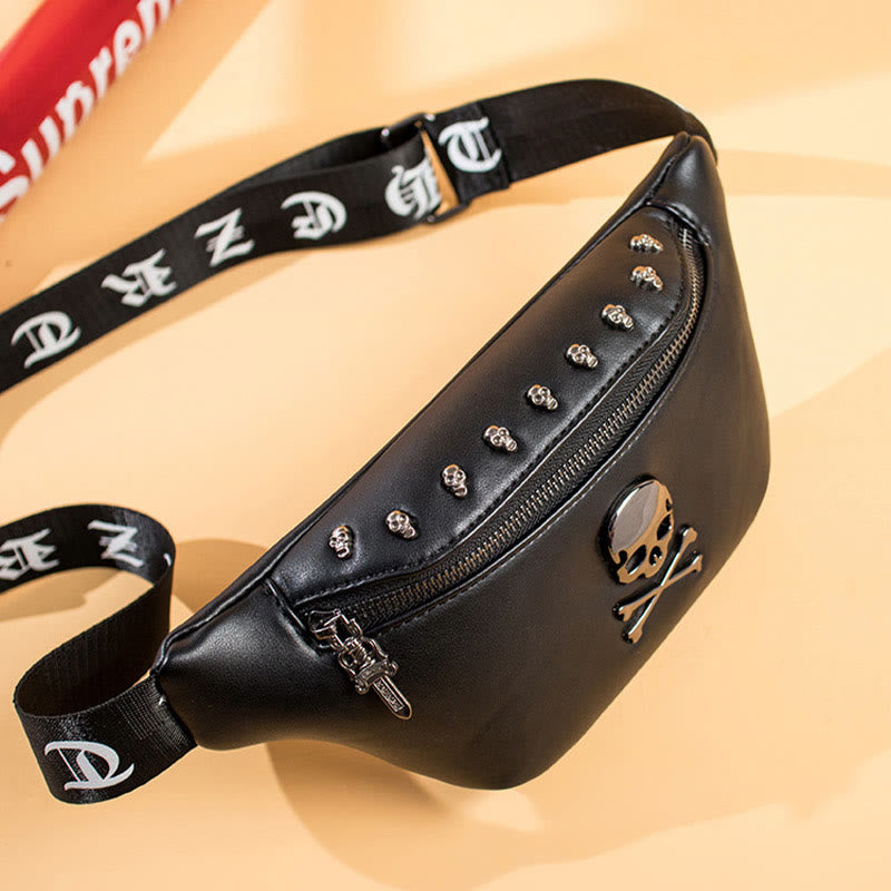 Punk Style Skull Waist Bag Rivet Belt Chest Bag