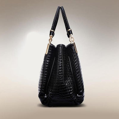 Minimalist Women Top-Handle Bag Crocodile Pattern Vegan Leather Bag