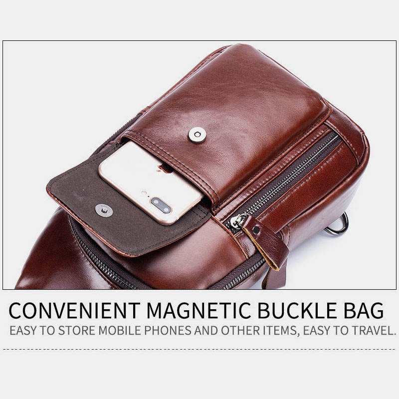 <Shipped within 24 hours> Genuine Leather Sling Chest Bag