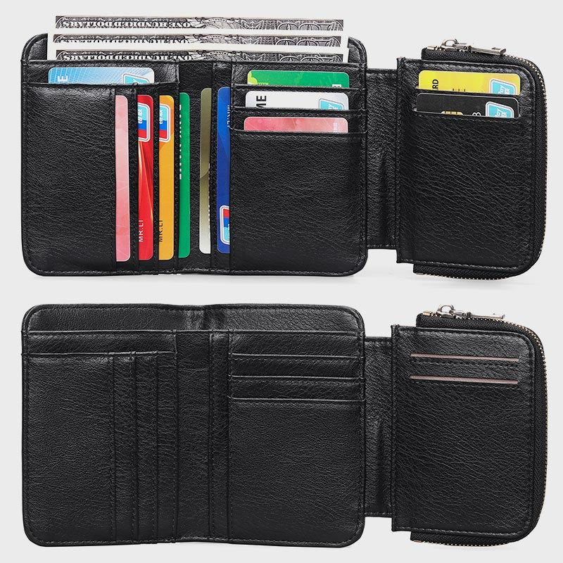 Wallet For Women Retro Slim Leather RFID Shopping Purse