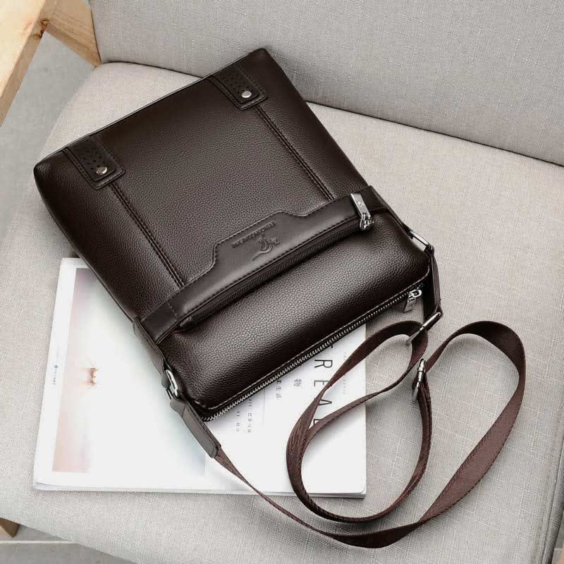 Small Leather Messenger Bag for Men Casual Business Handbag Crossbody Purse