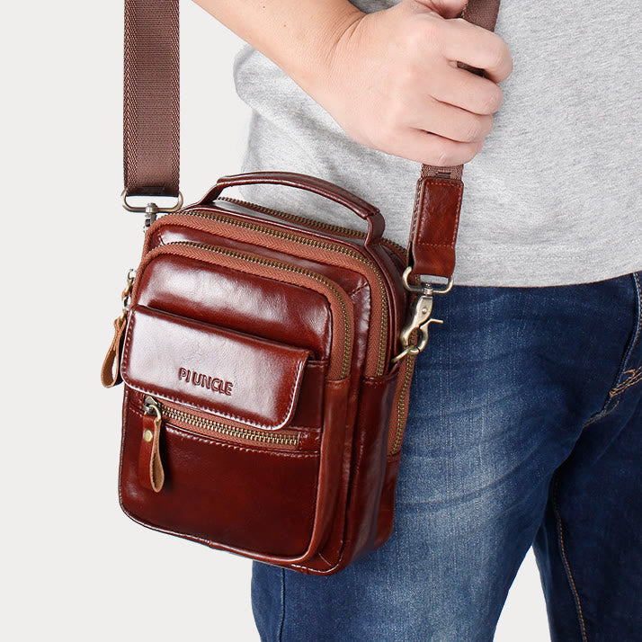 <Shipped within 24 hours> Men Business Portable Leather Crossbody Bag