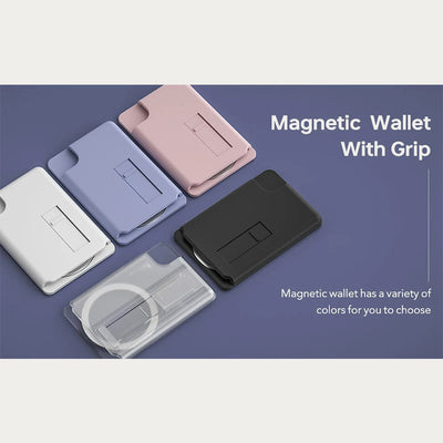 Magnetic Wallet Compatible with Magsafe Card Holder with Grip Finger Loop Kickstand