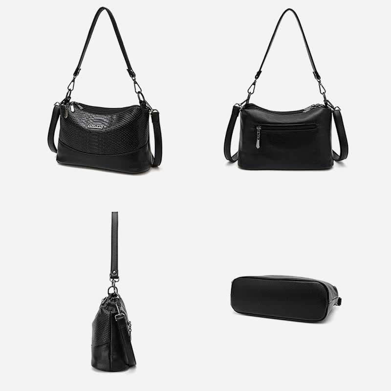 <Shipped within 24 hours> Triple Compartment Crossbody Bag Vegan Leather Bucket Bag