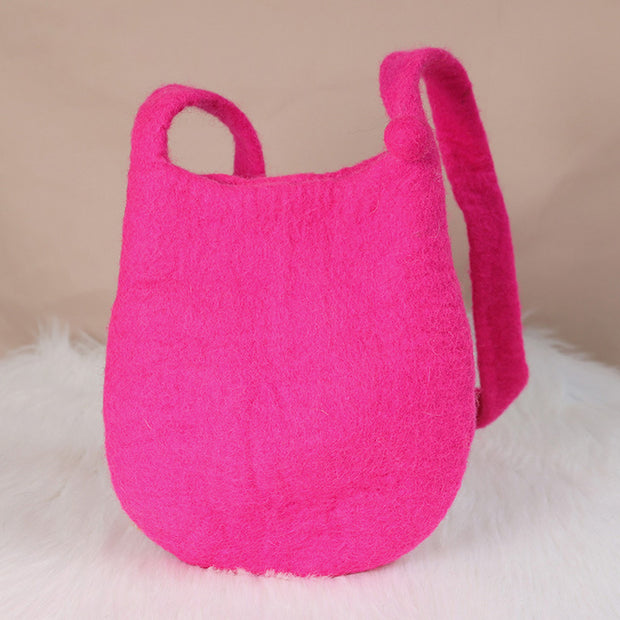 Handmade Bucket Bag For Women Wool Felt Crossbody Purse