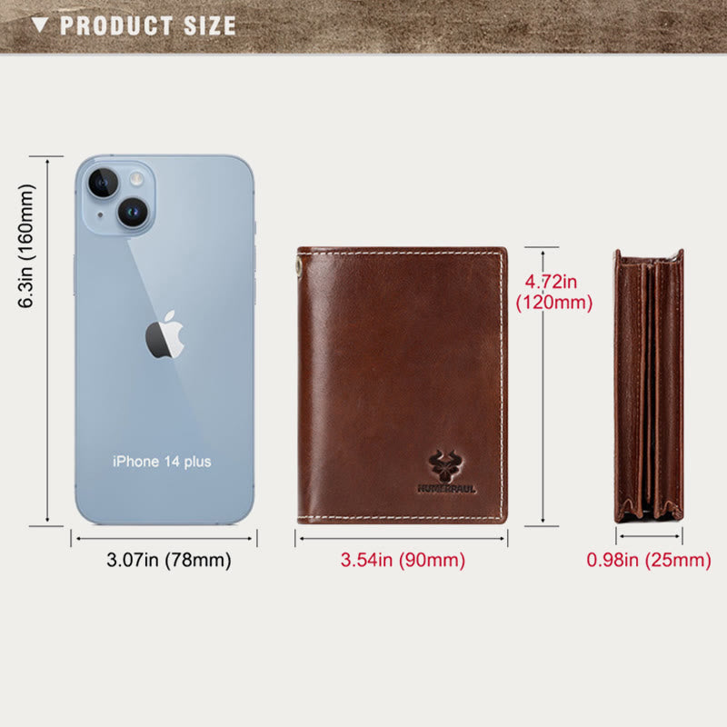 Vertical Wallet RFID Airtag Genuine Leather Gentle Chain Purse For Men