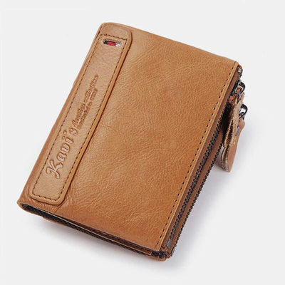 Vintage Genuine Leather RFID Wallet With Zipper Pocket