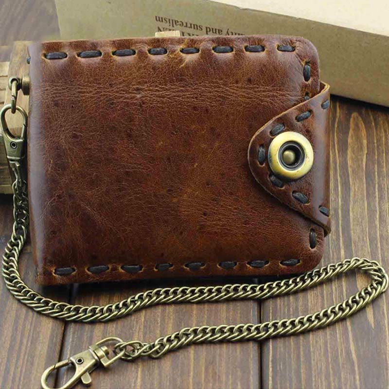 Retro Cowhide Leather Bifold Wallet Credit Card Holder for Men