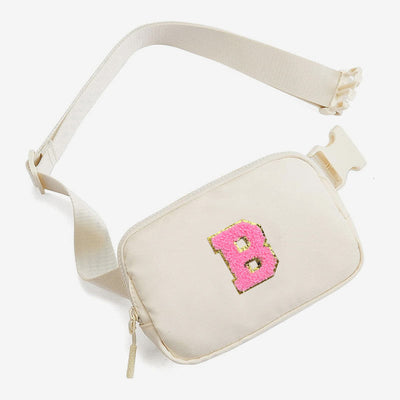 Fashion Initial Sling Bag Creamy White Purses Waist Bag for Women