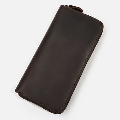 Long Wallet For Men RFID Retro Embossing Leather Phone Bag