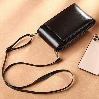 Phone Bag For Women Cowhide Genuine Leather Vertical Crossbody Bag