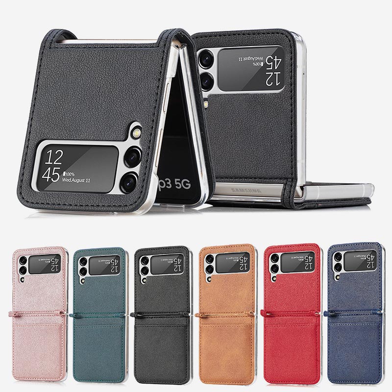 <Shipped within 24 hours> Samsung Z Flip 3 Leather Phone Case with Card Holder