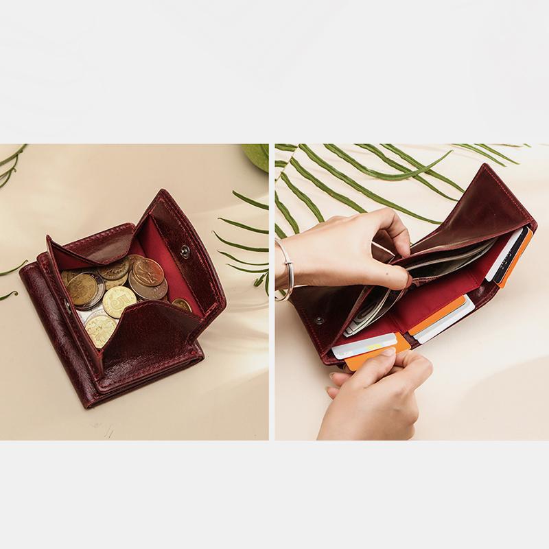 Genuine Leather RFID Anti-theft Small Wallet