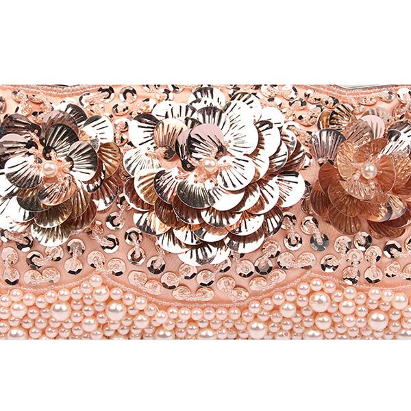 Beaded Sequin Flower Evening Clutch Bag