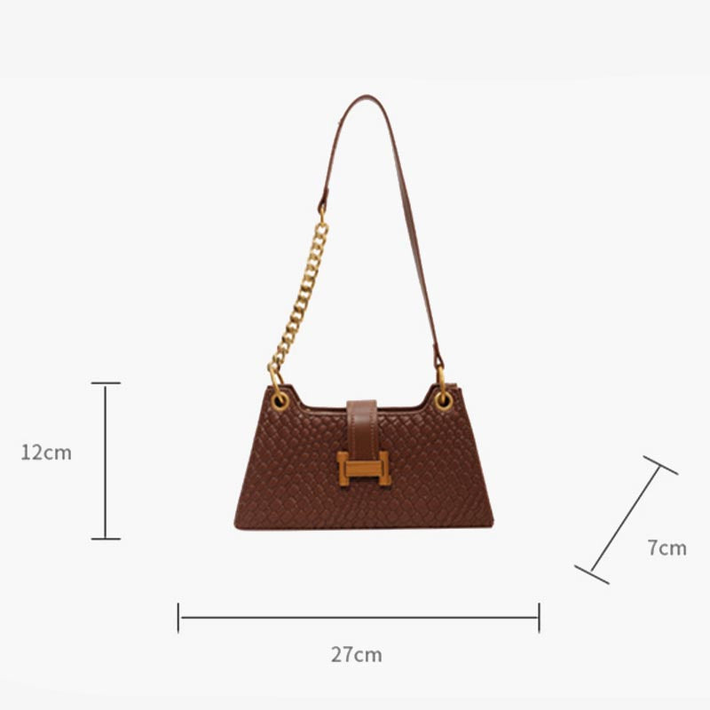 Woven Pattern Underarm Purse Plain Color Chain Bag For Women