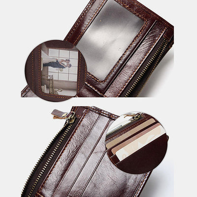 Real Leather RFID Wallet With Removable Card Case