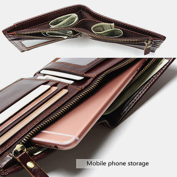 Real Leather RFID Wallet With Removable Card Case