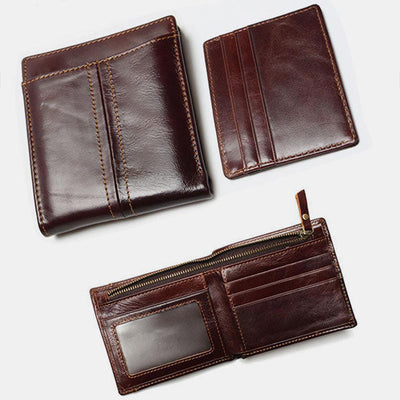 Real Leather RFID Wallet With Removable Card Case