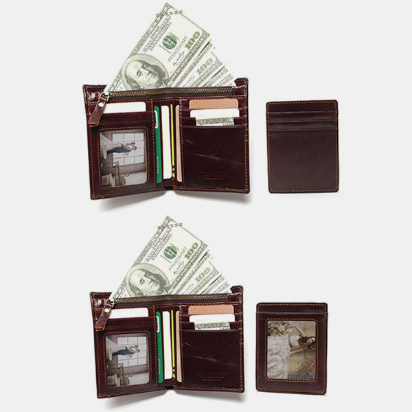 Real Leather RFID Wallet With Removable Card Case