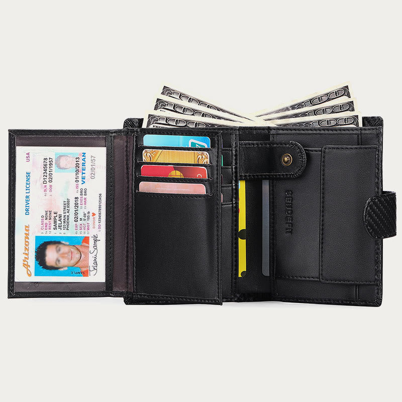 Genuine Leather RFID Blocking Small Wallet Card Case Purse