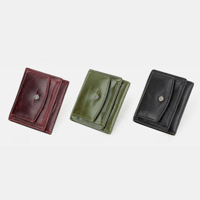 Genuine Leather RFID Anti-theft Small Wallet