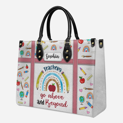 Custom Name Tote For Women Teachers Go Above And Beyond