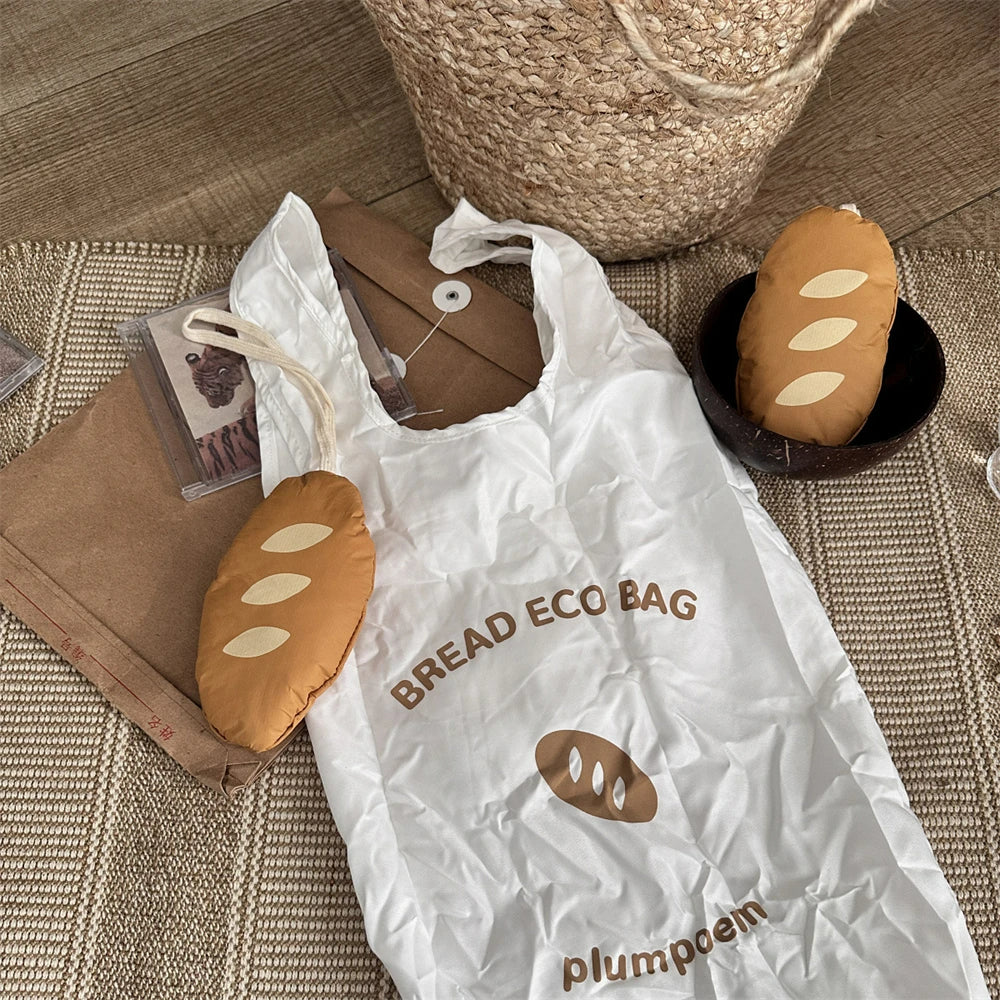 Foldable Shopping Paper Bag Cute Bread Pendant Storage Purse