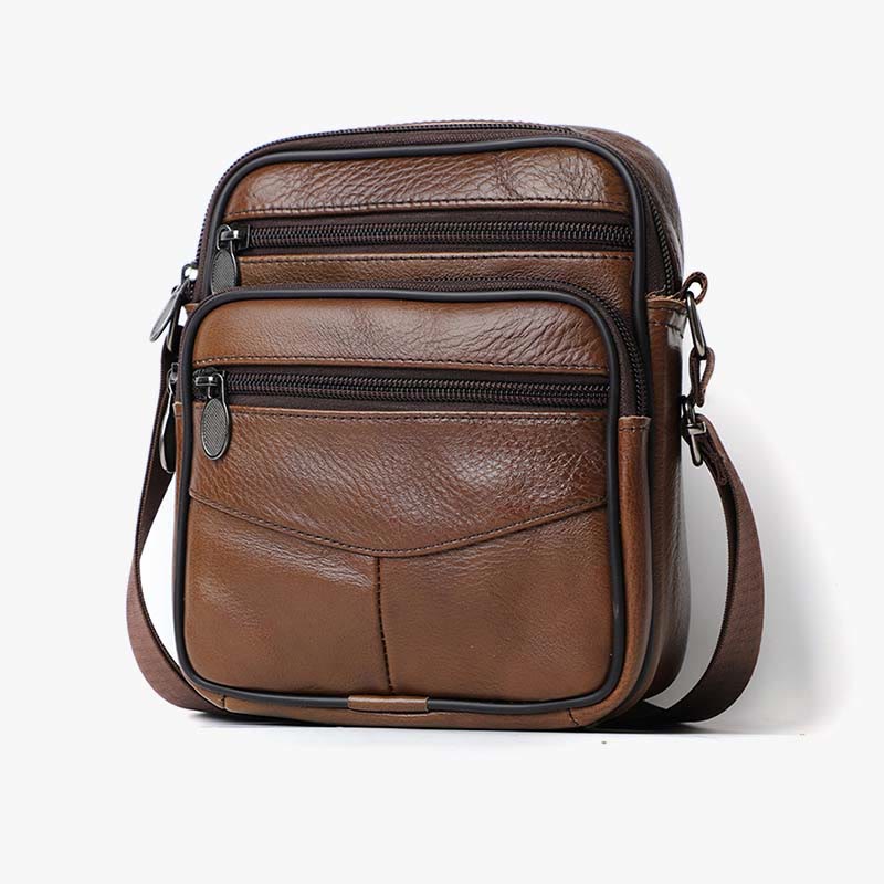 Retro Small Messenger Bag for Men Genuine Leather Shoulder Bag Purses