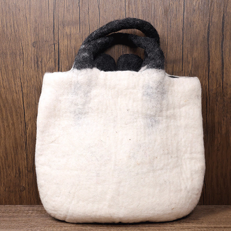 Handmade Bag Wool Blend Felt Handbag Large Bunny Face Tote